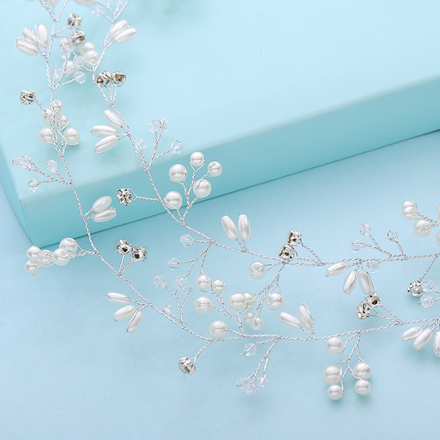 GlamBride™ Crystal & Pearl Long Hair Band