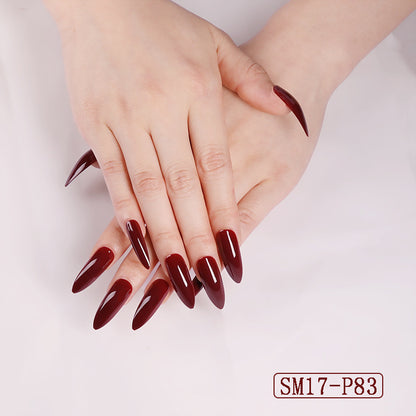 AlmondGlam™ Long Pointed Solid Color False Nails