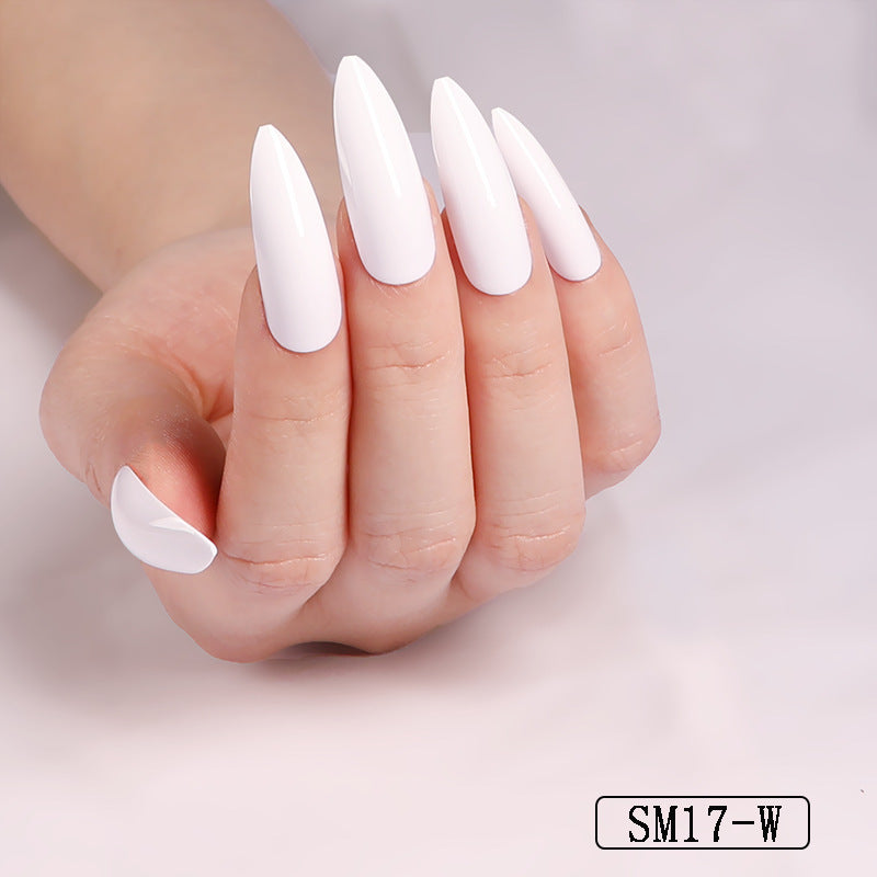 AlmondGlam™ Long Pointed Solid Color False Nails