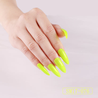 AlmondGlam™ Long Pointed Solid Color False Nails
