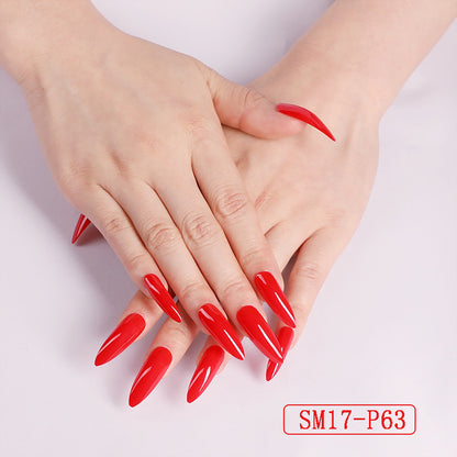 AlmondGlam™ Long Pointed Solid Color False Nails