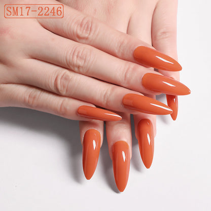 AlmondGlam™ Long Pointed Solid Color False Nails