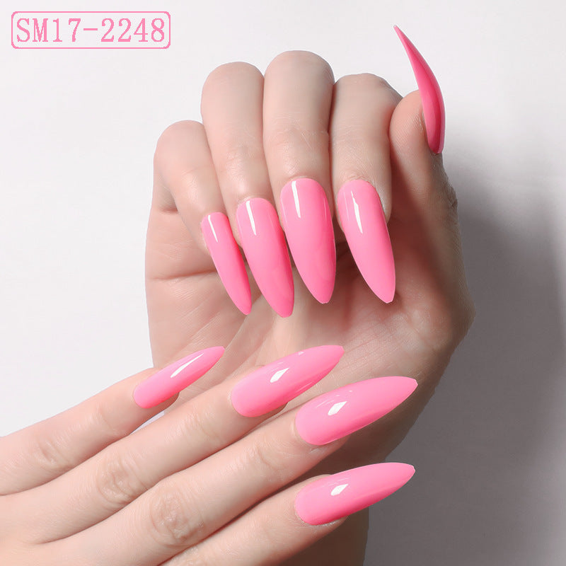AlmondGlam™ Long Pointed Solid Color False Nails
