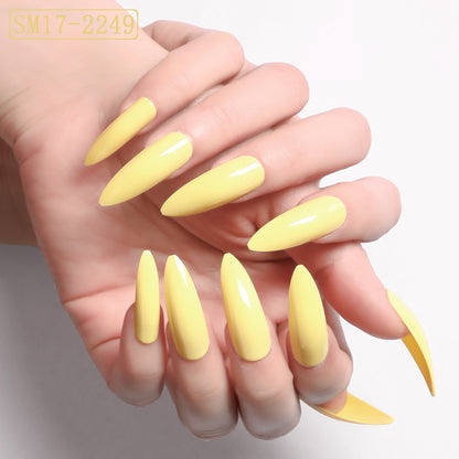 AlmondGlam™ Long Pointed Solid Color False Nails