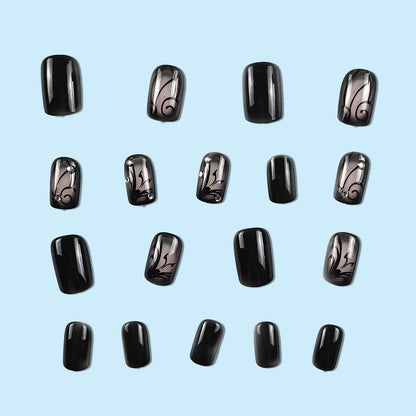 VineChic™ Dark Ins Style Black Vine Wearable Nails
