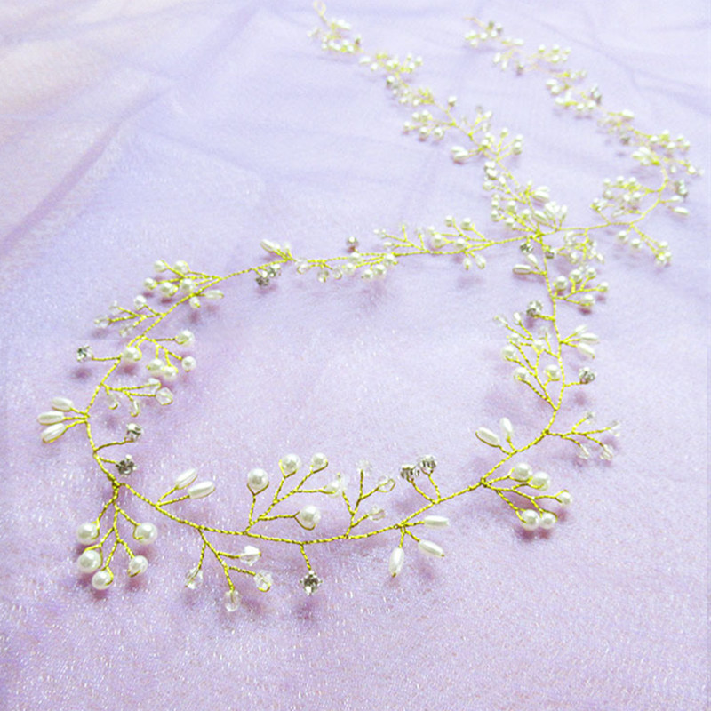 GlamBride™ Crystal & Pearl Long Hair Band