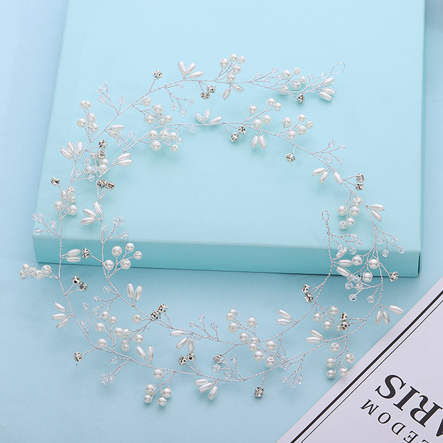 GlamBride™ Crystal & Pearl Long Hair Band