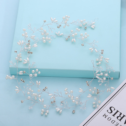 GlamBride™ Crystal & Pearl Long Hair Band