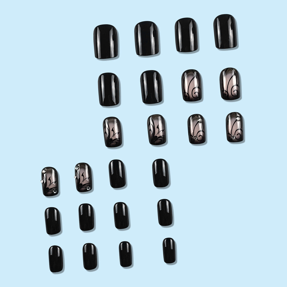 VineChic™ Dark Ins Style Black Vine Wearable Nails